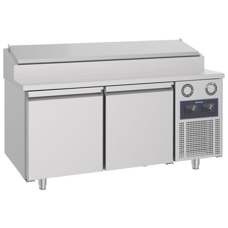 Table de préparation réfrigérée avec 2 portes 600x400 mm, 8x GN 1/3 h 150 mm, -2°/+8°C - WiFi - VIRTUS - 0698142818470_0