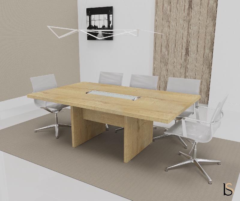 Table de réunion rectangulaire TAK - Mobel Linea. - Oui, 200, Chêne veiné_0