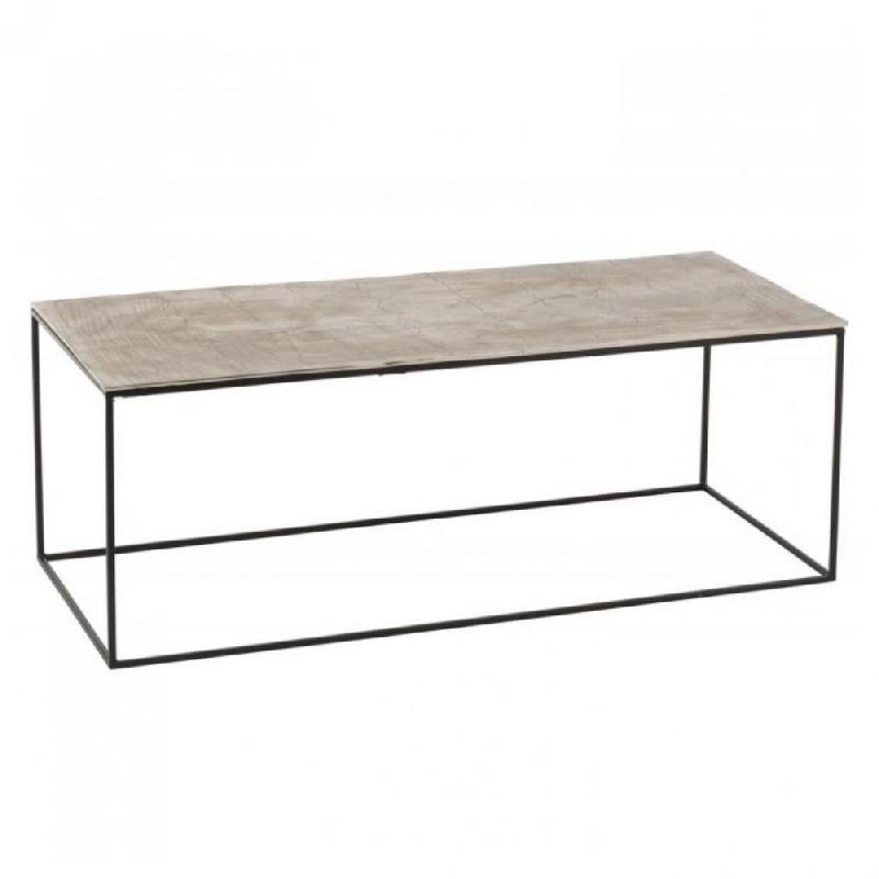 Table basse rectangulaire NIZI en aluminium argent/noir - Design moderne et fonctionnel_0