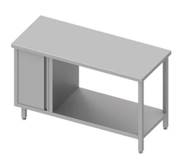 Table de travail inox centrale avec placard  à gauche et étagère 1100x700x900 soudée - 932977110_0