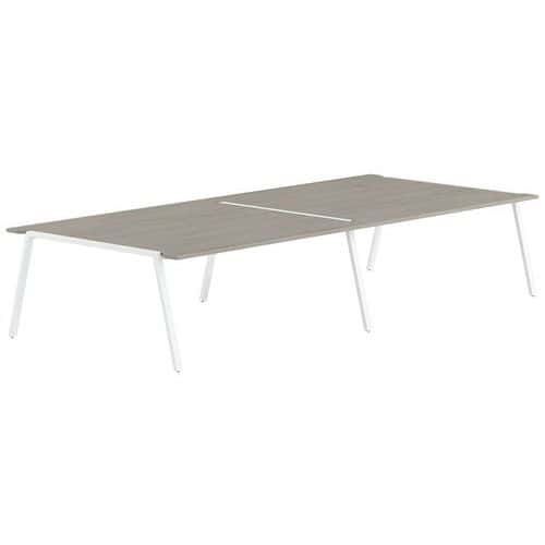 TABLE RÉUNION GARY 240 X 160 CM PIED BLANC PLATEAU CHÊNE GRIS - MBA