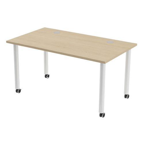 TABLE TUBO ROULETTES 140 X 80 CM CHÊNE BLANC - MBA