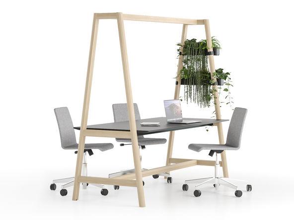 Table multifonctions - pieds bois - plateau HPL Fenix 26 mm - Carbone Wood_0