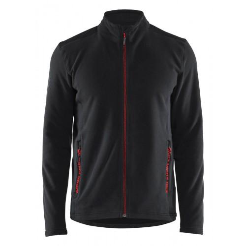 VESTE DE TRAVAIL MICROPOLAIRE 4765 AVEC RABAT COUPE-VENT NOIR ET ROUGE - TAILLE M BLAKLADER
