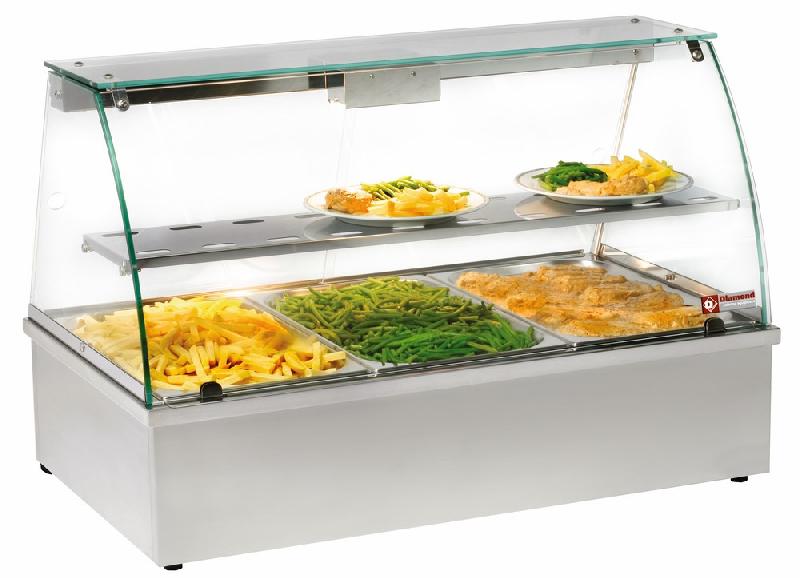Vitrine chauffante panoramique - Bain-marie VBE-311, inox AISI 304, 1020x602xh680_0