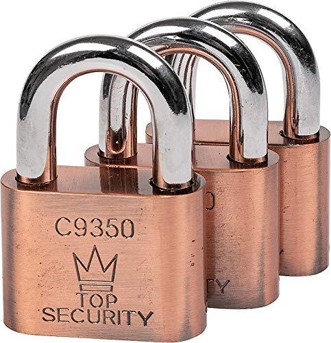 Cadenas avec 4 clés - Lot de 3 pièces (50 mm) en acier trempé - Richmann_0
