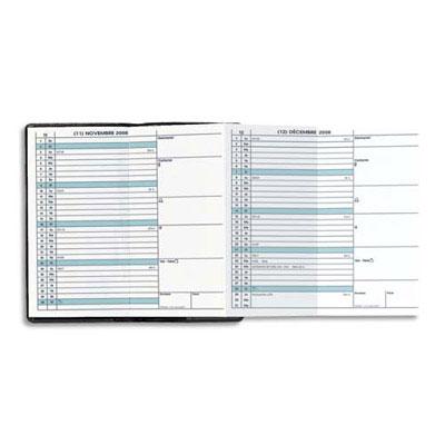 AGENDA  DE POCHE PLAIN DE QUO VADIS - JANVIER A DECEMBRE - 10 X 15 CM - 1 MOIS SUR DEUX PAGES - NOIR