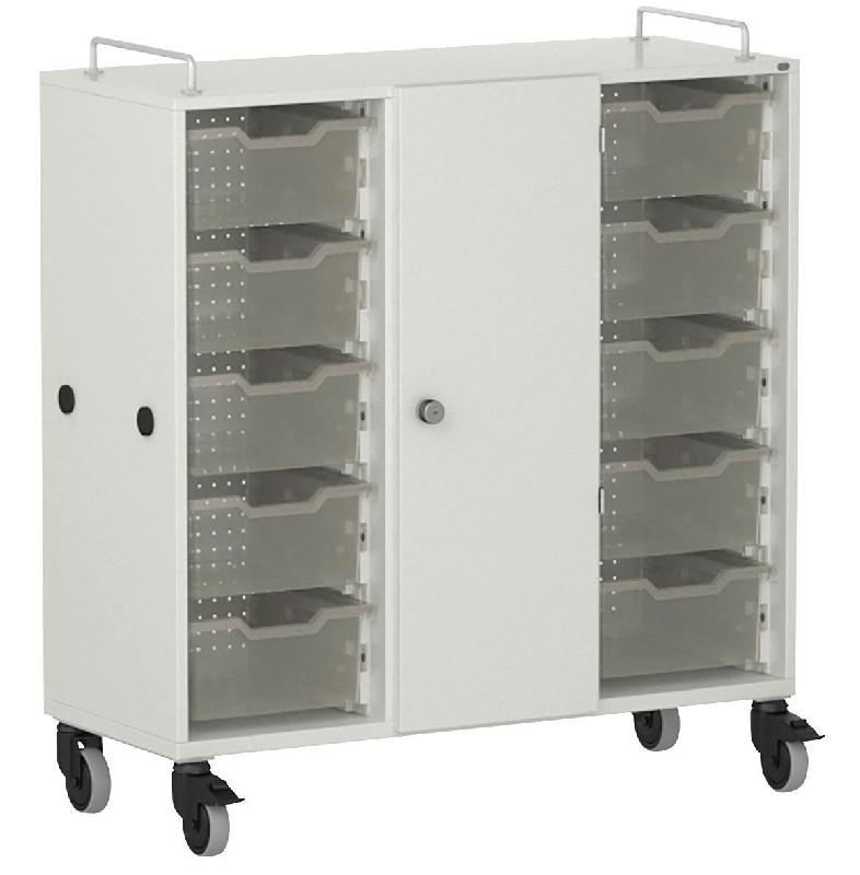 ARMOIRE BASSE SHIFT+ LANDSCAPE MÉLA. 9 CASES - 1 PORTE - GRIS ANDES - GRIS TERRE - MANUTAN COLLECTIVITÉS