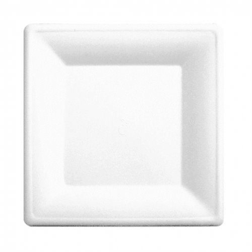 ASSIETTE CARRÉE JETABLE BIONIC EN CELLULOSE COULEUR BLANCHE 20X20X1 CM - LOT DE 50 - AZ BOUTIQUE - BIONIC