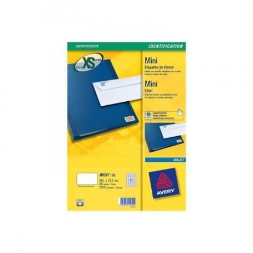 AVERY 1625 mini étiquettes Jet d'encre transparentes, format 38,1 x 21,2 mm (25 feuilles A4 / cdt) - 3266550129555_0
