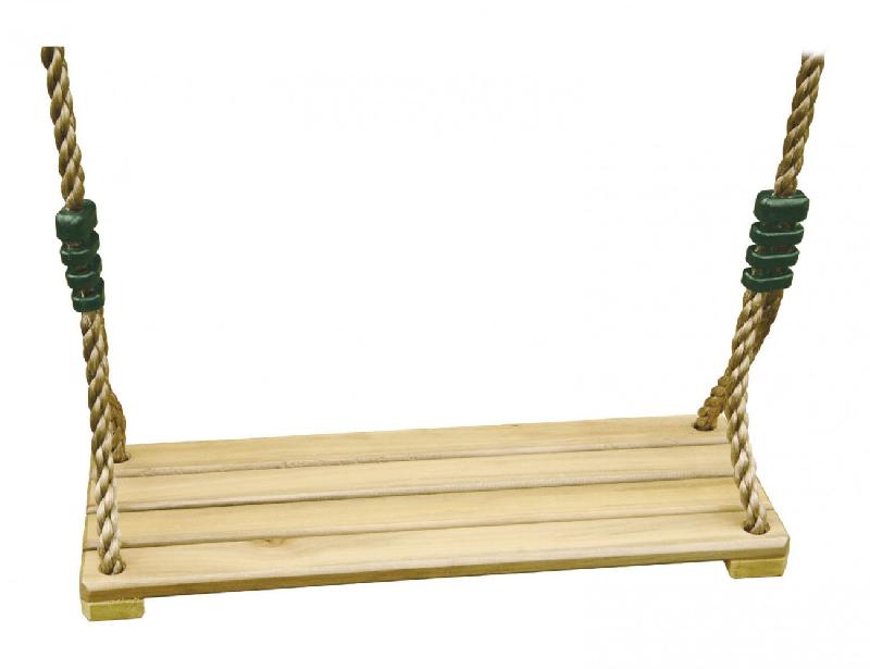 Balançoire en bois Trigano - bouleau massif - assise 38x14 cm - corde polypropylène - poids max 50 kg_0