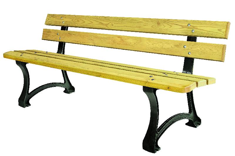 Banc public Dresde en bois et fonte - 180 cm - traité autoclave classe IV_0