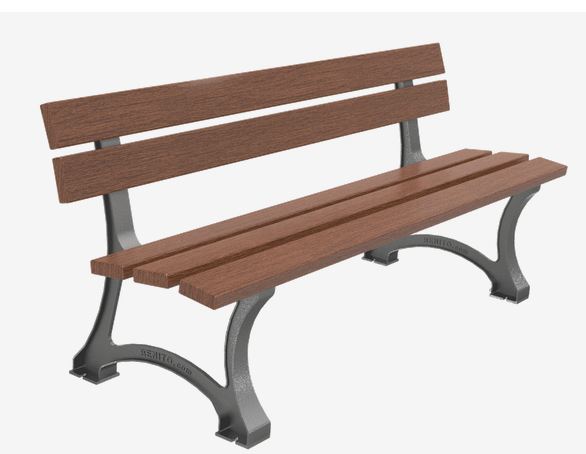 Banc public en polymères recyclés - Piètement fonte ductile traité Ferrus - UM374PRH_0
