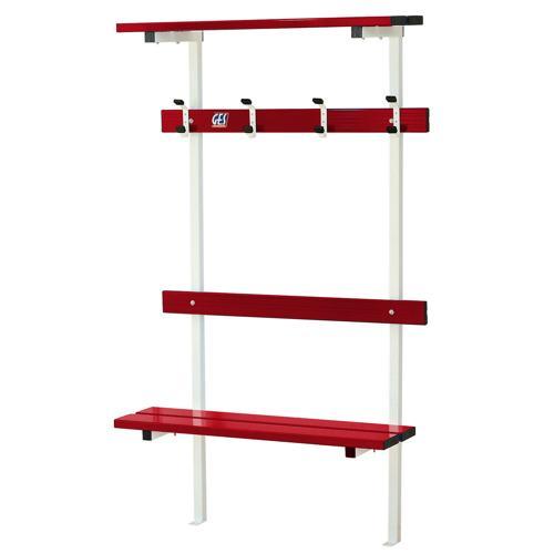BANC VESTIAIRE MUR/SOL AVEC PORTE PATÈRES ET PORTE SACS LONGUEUR GES ASSISE ALU