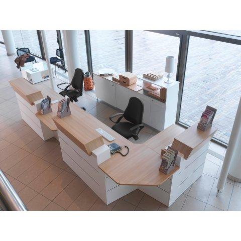 BANQUE D'ACCUEIL D'ANGLE L 363 X P 163 CM QUADRI CHÊNE