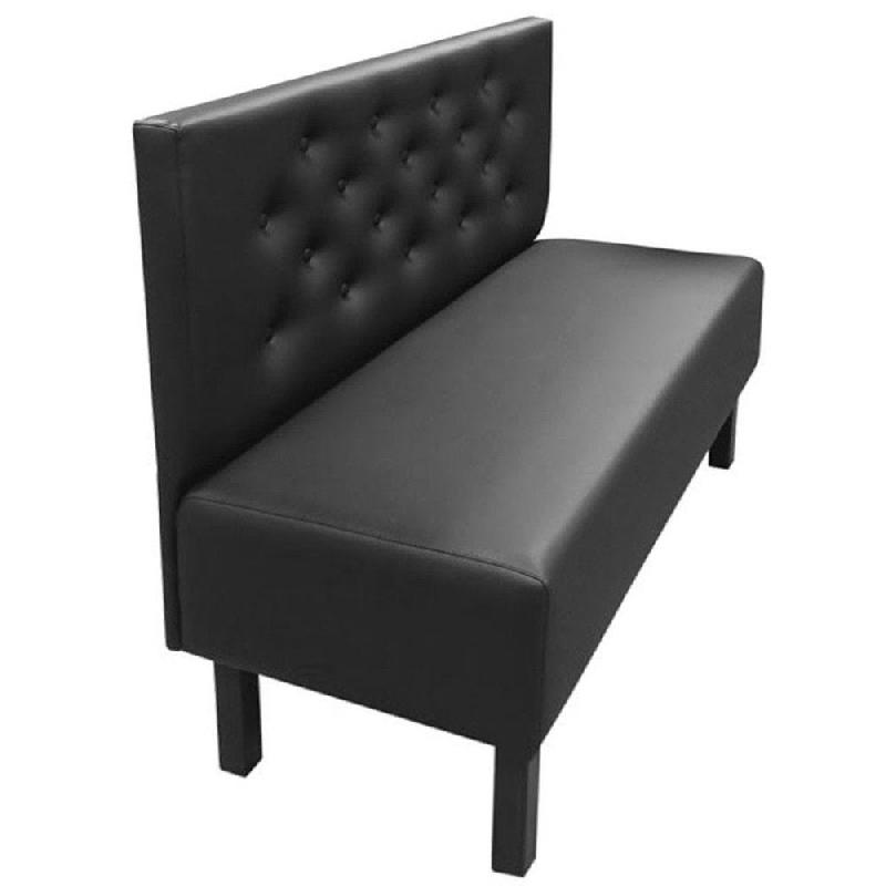 Banquette d'intérieur Cordoue avec dossier boutonné en simili cuir noir_0