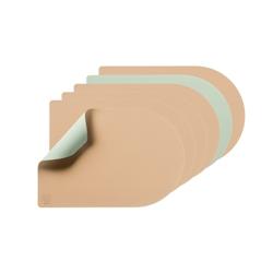 Bjorn Set de table rectangovale réversible - 6 pièces - Cuir recyclé rose pâle et vert pâle - multicolore 3701488308257_0