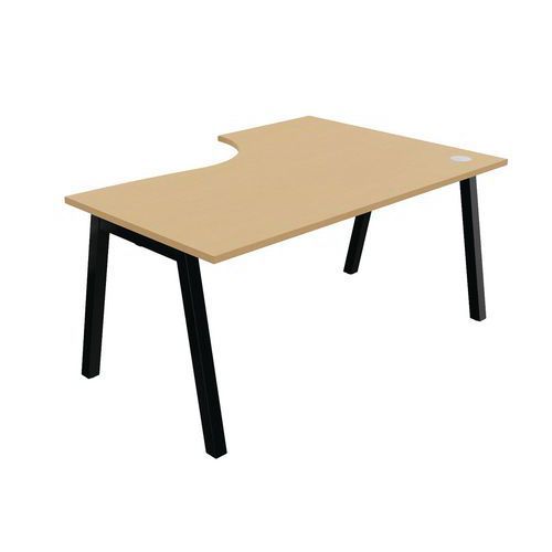 BUREAU COMPACT PARTAGE RETOUR GAUCHE 160 CM HÊTRE / NOIR - BURONOMIC