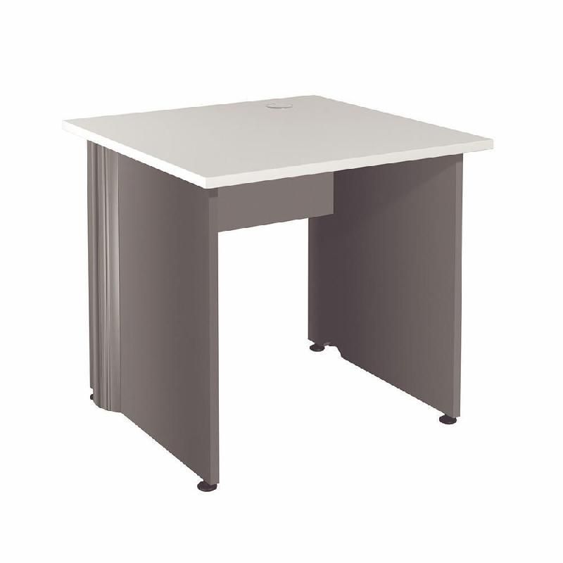 BUREAU DROIT ACTIVITY - L. 80 X P. 80 CM - PLATEAU BLANC - PIEDS PLEINS 'ANTHRACITE'