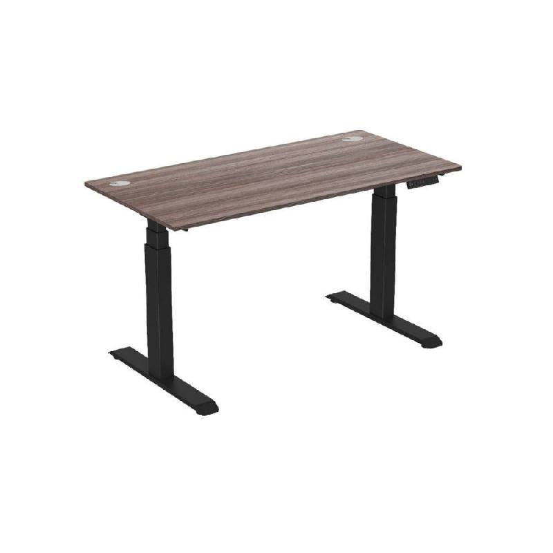 BUREAU ELECTRIQUE HAUTEUR REGLABLE ACTIV'O L.160 CM PLATEAU CEDRE - PIEDS METAL NOIR
