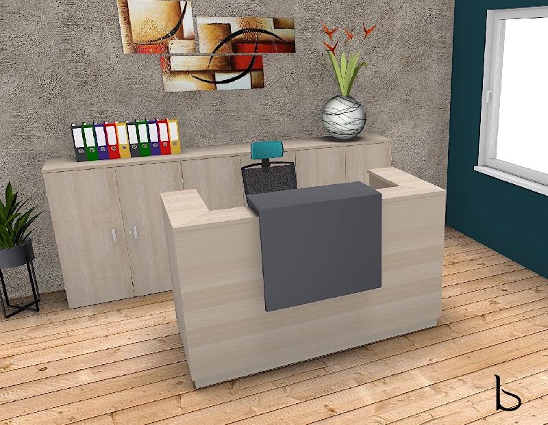 Comptoir d'accueil Delta Plus - Mobel Linea - 184, Acacia clair, Oui_0