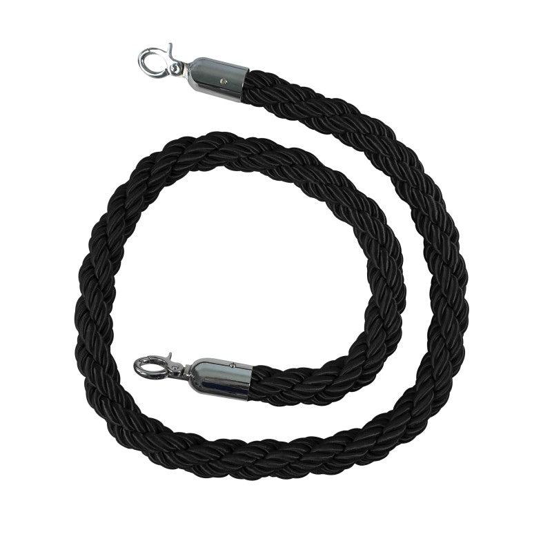 Cordon tressé  avec mousqueton acier - Noir / Chrome_0