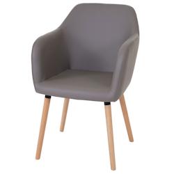 Décoshop26 - Chaise de salle à manger cuisine design rétro en synthétique gris taupe pieds bois clair 04_0002362 - gris 3000274532693_0