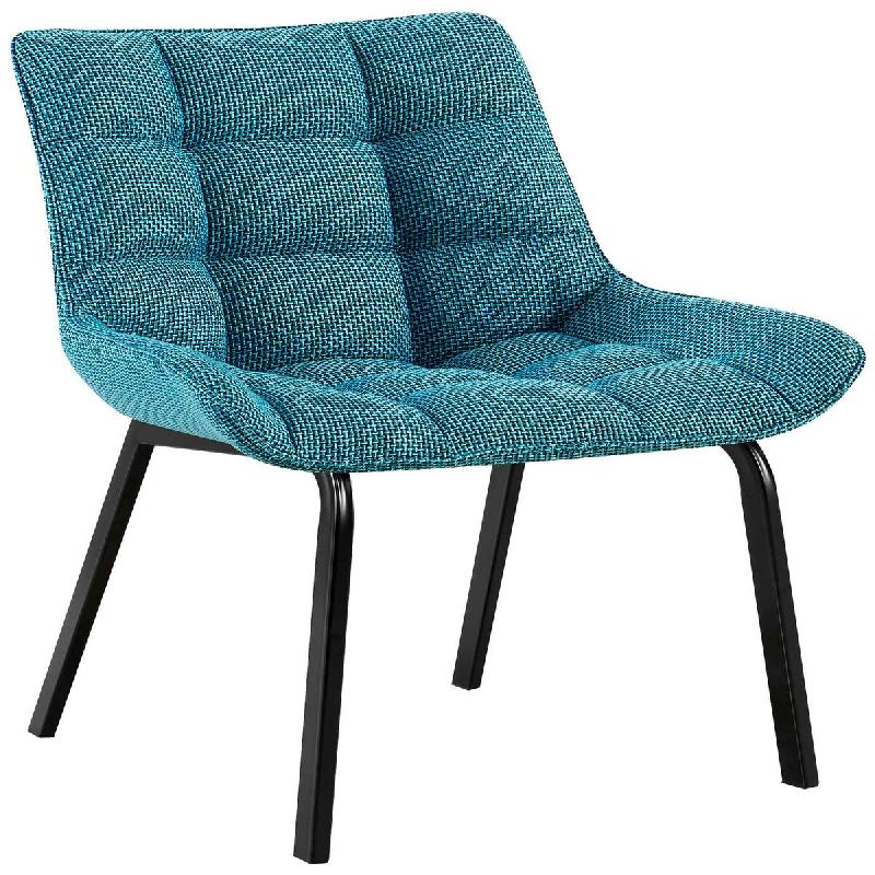 Décoshop26 - Chaise de salle à manger x1 en tissu turquoise généreusement rembourrée piètement en métal noir 10_0007744 - noir métal 3000266281325_0