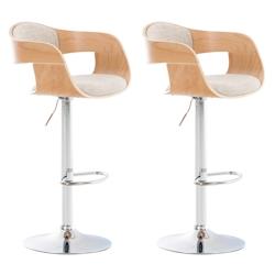 Décoshop26 - Lot de 2 tabourets de bar design scandinave en tissu crème et structure en bois clair 10_0004255 - 3000252009520_0