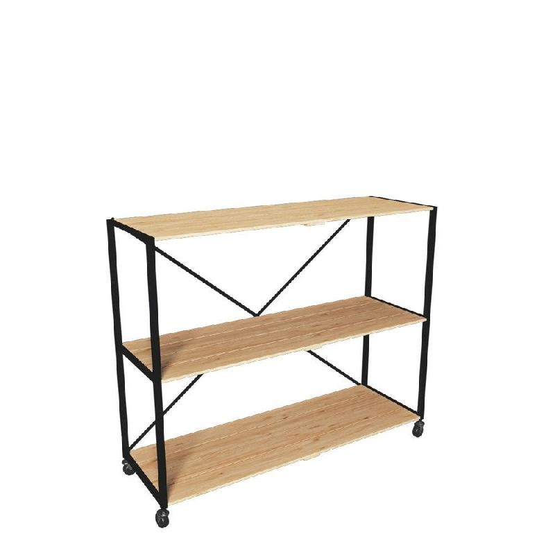 Etagère basse L119xP39xH100cm 3 niveaux Westside Noir mat - tube 20x20mm - bois_0