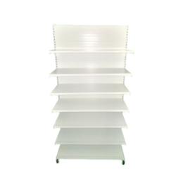EUROP'METAL Gondole Murale Départ (Simple Face) Blanc H.206xP.40xL.133cm - Base + 6 Tablettes Supérieures avec Porte Étiquettes - M7PROF400 - Blanc Acier_0