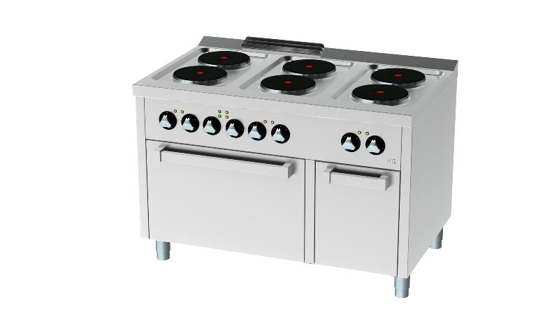 Fourneau électrique professionnel 6 plaques - avec four électrique et placard - profondeur 750 mm - CE6P750H_0