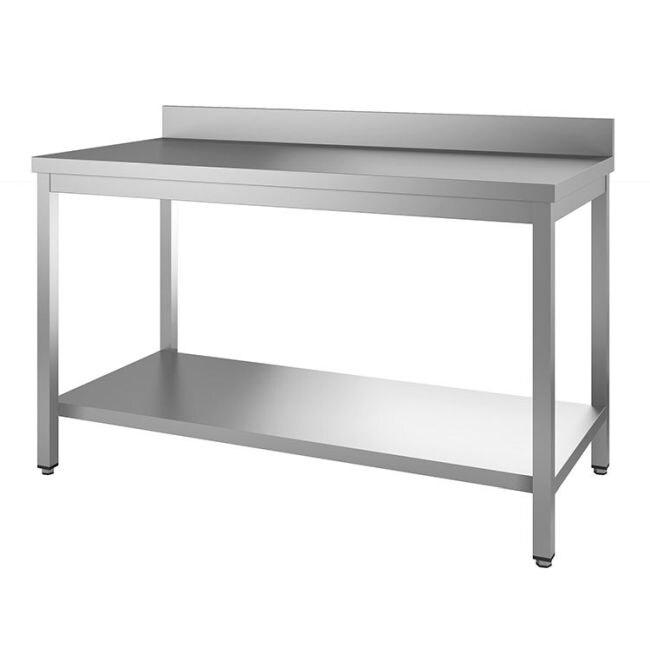 Gastro-Inox Table de travail en inox avec fond et rebord 1200x600x880mm - 7445908389315_0