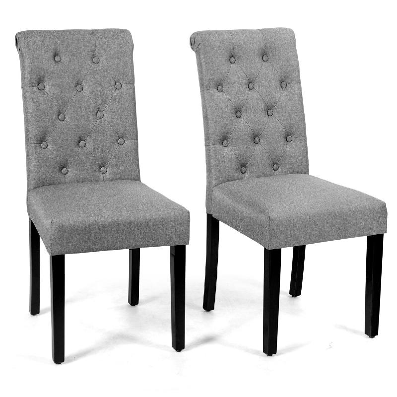 Helloshop26 - Lot de 2 chaises de salle à manger 43 x 61 x 100 cm avec dossier courbé style moderne en lin gris 20_0011784 - gris Bois massif 300022_0
