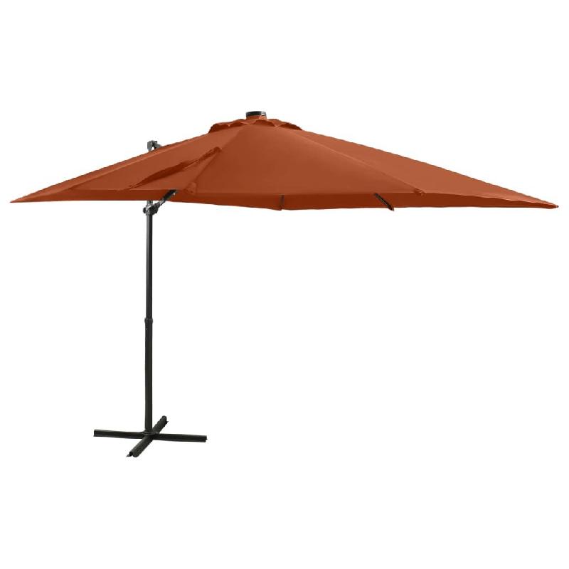 Helloshop26 - Parasol meuble de jardin déporté avec mât et lumières led 250 cm terre cuite 02_0008538 - aluminium 3000455682728_0