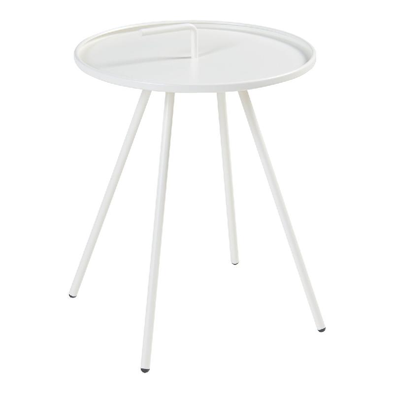 Helloshop26 - Table d'appoint de jardin acier 55 x 42 cm blanc 03_0010902 - blanc Bois massif 3000225470067_0