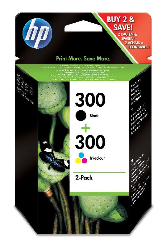 HP 300 pack de 2 cartouches d'encre noir/trois couleurs authentiques_0