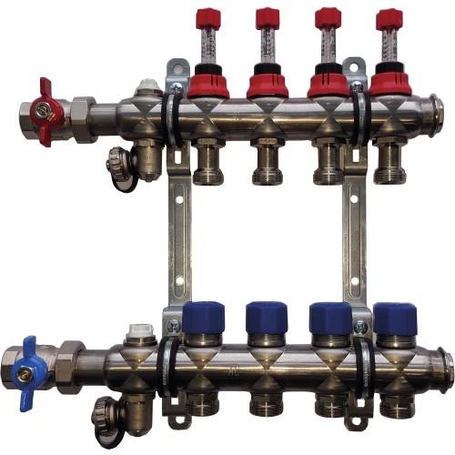KIT COLLECTEUR INOX POUR PLANCHER CHAUFFANT ET RAFRAÎCHISSANT 20X27 - 5 CIRCUITS THERMACOME