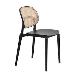 Kosmi Chaise noire, assise bois et cannage naturel - noir 3760301697091_0