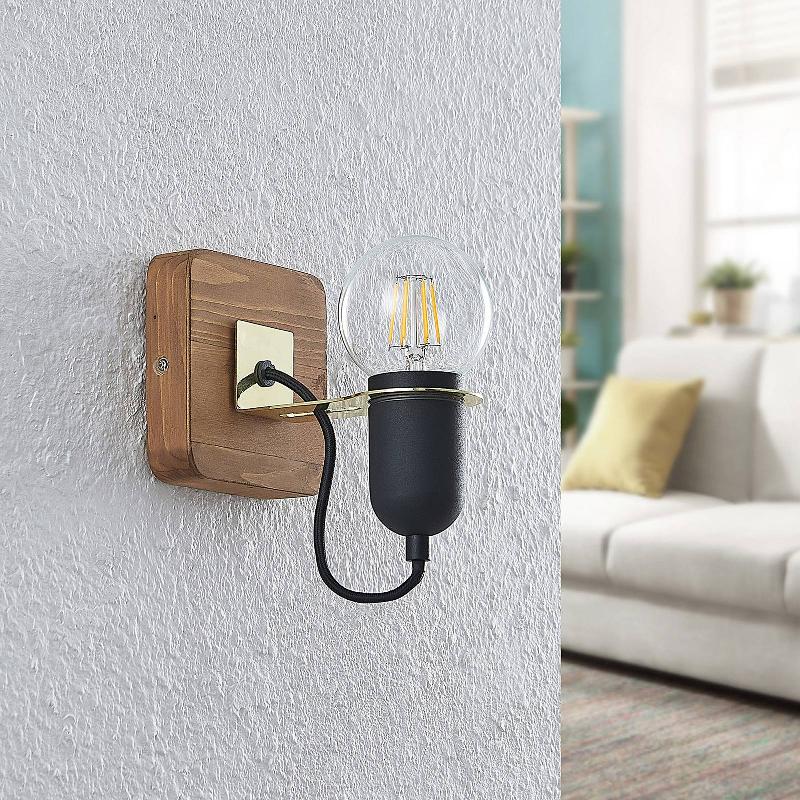 SPOT MURAL EN BOIS LUCANDE BECKY, À 1 LAMPE, NOIR