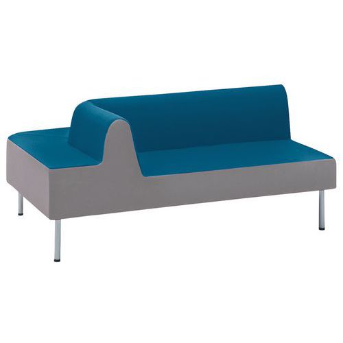 MÉRIDIENNE DUO DROITE CEINTURE CENDRE ASSISE ET DOS PÉTROLE