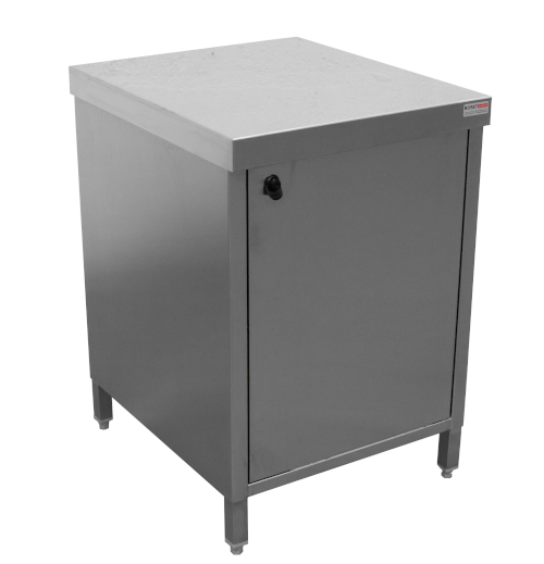 Meuble bas inox Eco 700x1000, 2 portes - fabrication en inox austénitique, finition polie brossée - 70128_0
