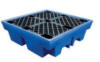 Palette de rétention PE - PAL158PR1313000 - pour 4 fûts ou IBC - 410L - caillebotis amovible_0