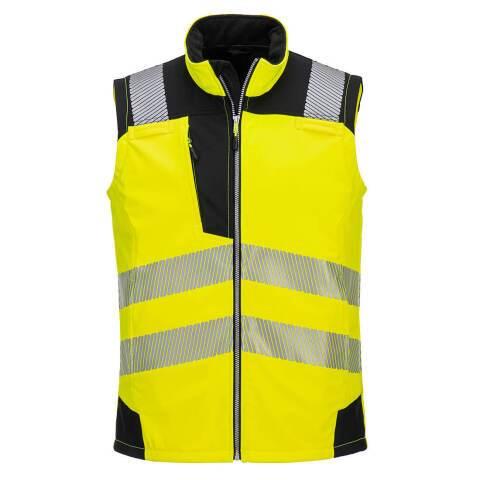PORTWEST PW325 SOFTSHELL SANS MANCHES HI-VIS (3 COUCHES) JAUNE/NOIR - TAILLE XL