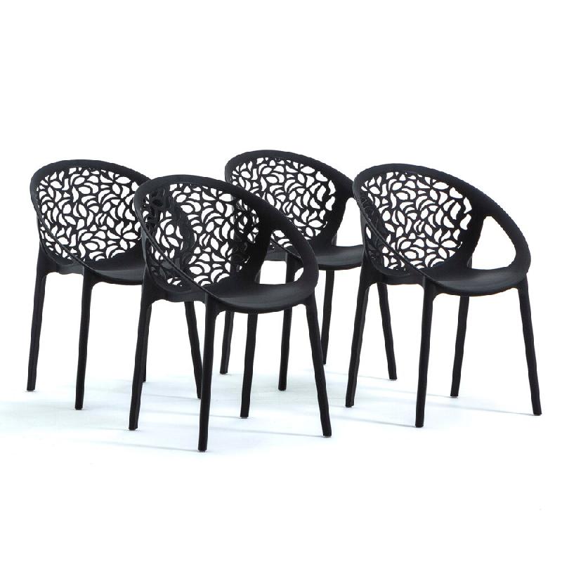 RATTATAN Lot de 4 chaises empilables en polypropylène renforcé de fibre de verre, pour extérieur et jardin,restaurant, cuisine design moderne – A_0