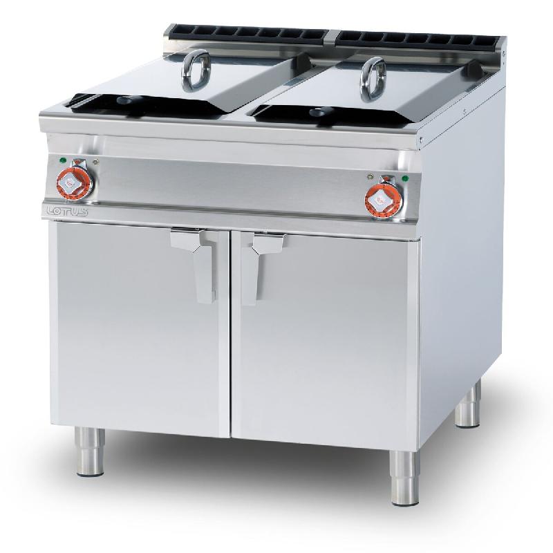 Redcook Friteuse à gaz 2 bacs 18+18 lt. Structure construite en acier inoxydable. Dimensions 80x90 h90 cm. Modèle F2/18-98G - 2151_0