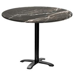 Restootab - Table ronde Ø110cm - modèle Bazila marbre royal - noir fonte 3760371512287_0