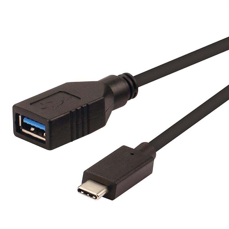 ROLINE Câble USB 3.2 Gen 1, type C - A, M/F, OTG, noir, 0,15 m_0