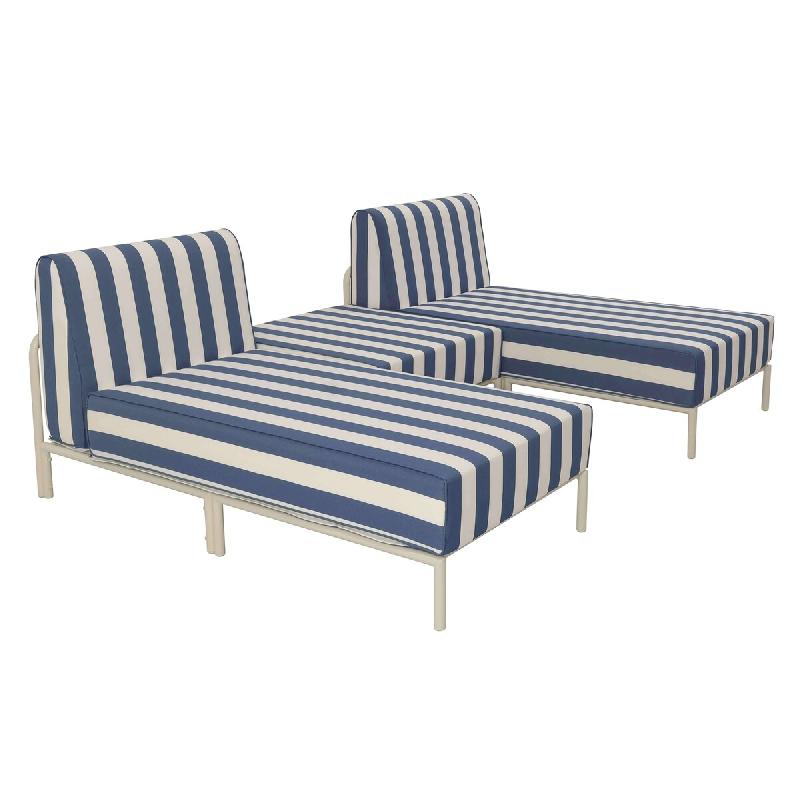 Salon de jardin bas modulable rayé 3 places bleu pacific - bleu aluminium 115894_0