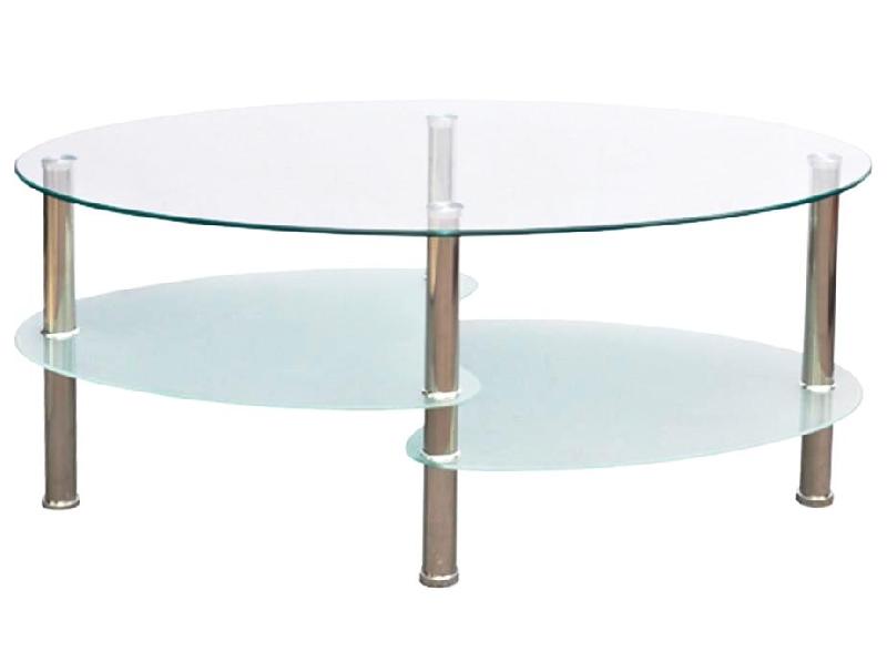 TABLE BASSE DE SALON SALLE À MANGER DESIGN BLANCHE VERRE OVALE 90 X 45 CM 0902001_0